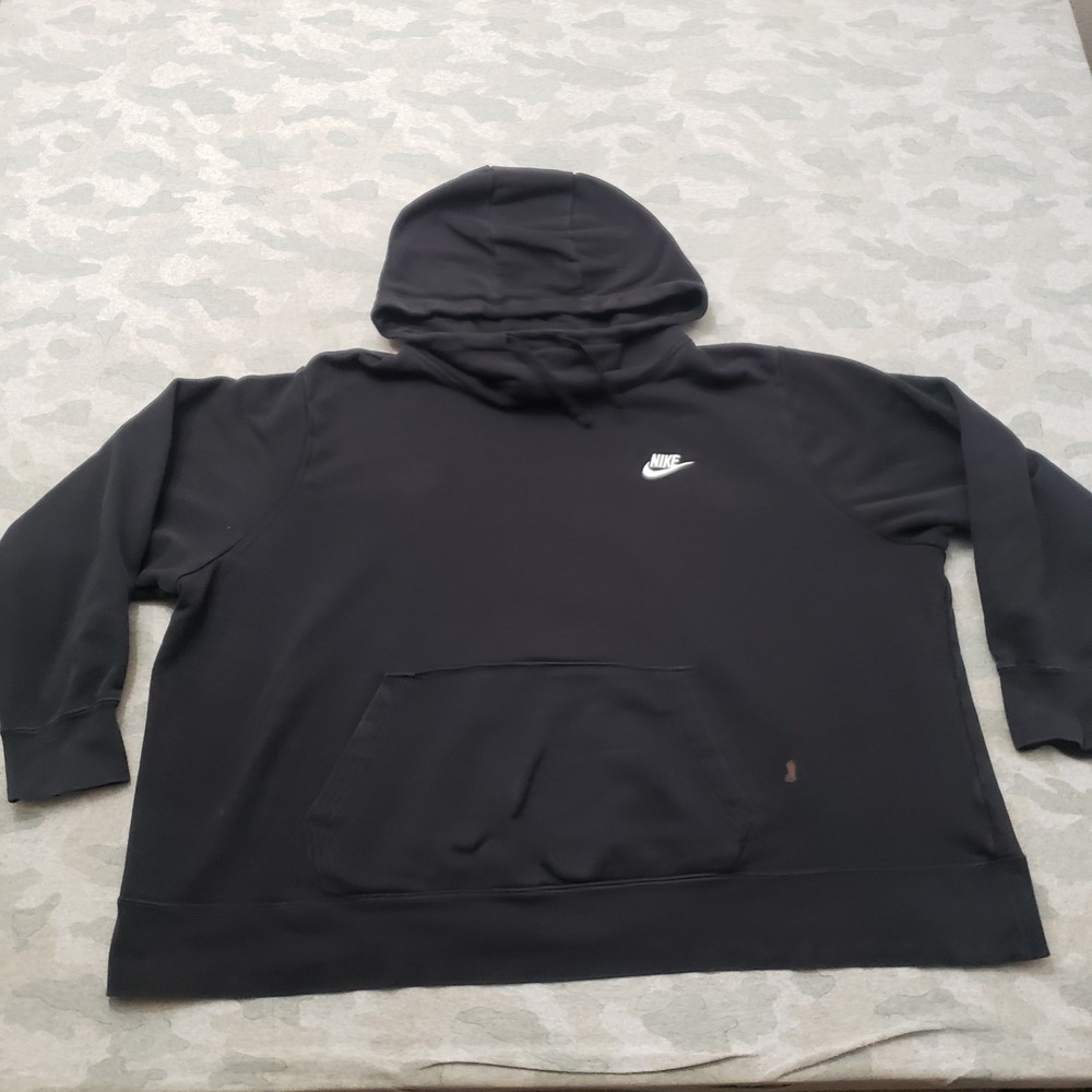 Nike Sweatshirt Womens 3X Black Pullover Hoodie Pockets Long Sleeve Fleece